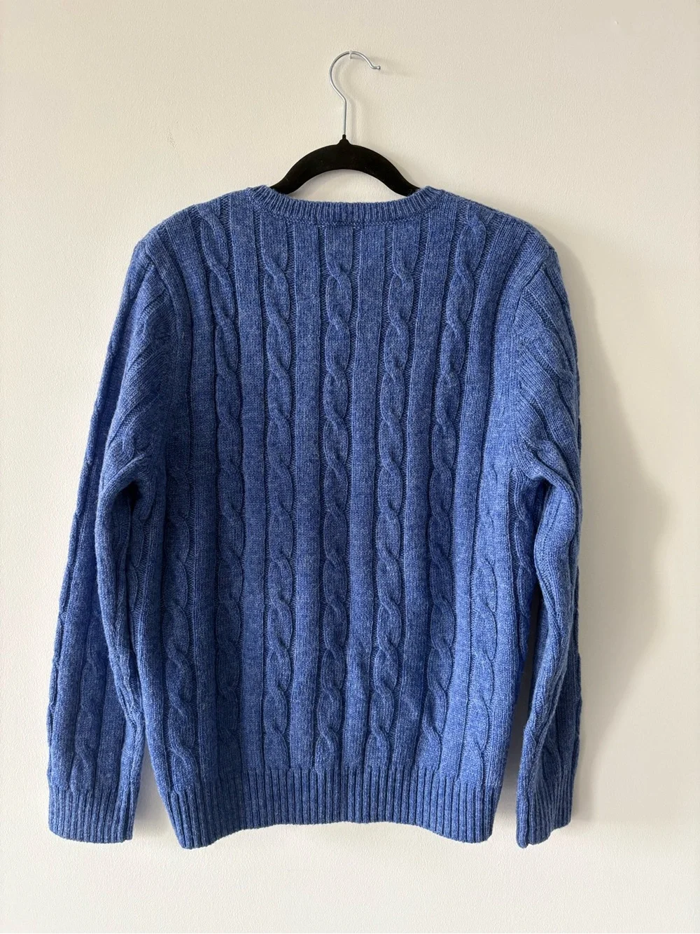 Appleseed’s Blue Cable-Knit Button Cardigan Sweater 100% Wool Petite Large